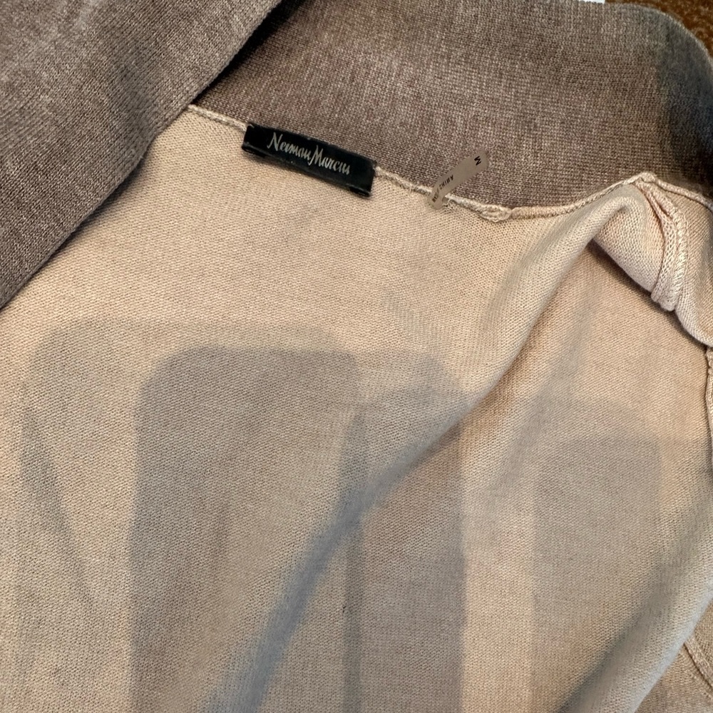 Neiman Marcus soft beige cardigan.